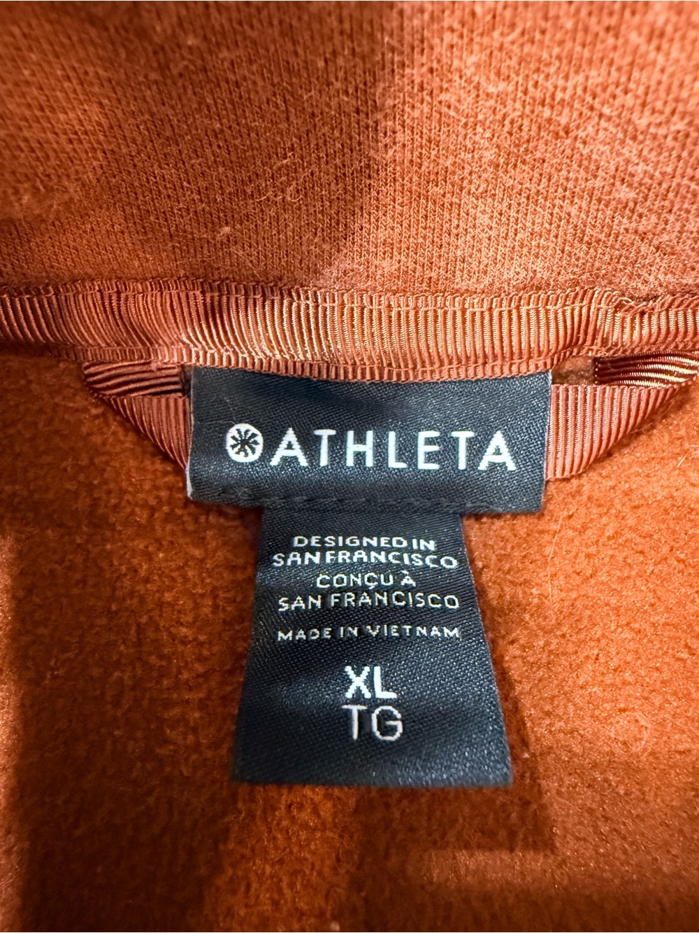 Athleta Triumph Hoodie XL Rust Orange Full Zip Thumbhole - Picture 7 of 8